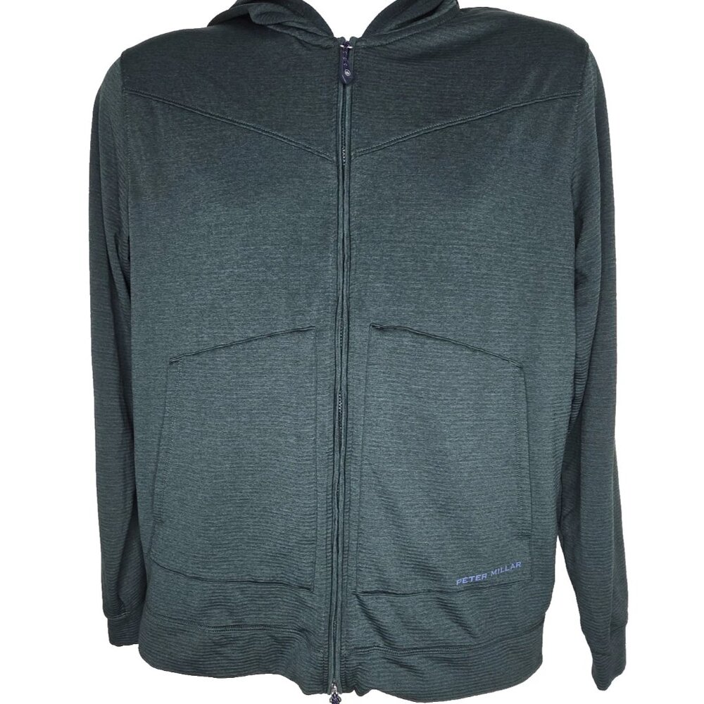 Peter Millar Balsam Beaumont Hoodie Jacket Small Green Full Zip Athletic Stretch